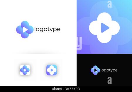Telemedizin-Logo mit medizinischem Kreuz, das digitale Gesundheitswesen und Online-Konsultationen symbolisiert. Geeignet für Telemedizin, virtuelle Kliniken, Online Stock Vektor