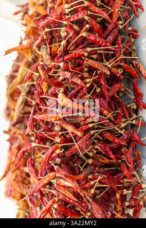 Getrocknete rote Chilischoten als Dekoration Stockfoto
