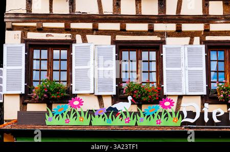 Landschaftlich, Straße, Fachwerk, touristisch, traditionell, reisen, Blick, Dorf, Fachwerkhaus, Fachwerkhaus, Fachwerkhaus, Fachwerkhaus, Stockfoto