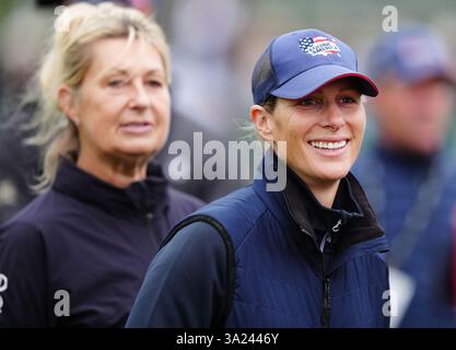 Zara Tindall während der Land Rover Burghley Horse Trials im Burghley House bei Stamford, Lincolnshire. Bilddatum: Donnerstag, 5. September 2024. Stockfoto
