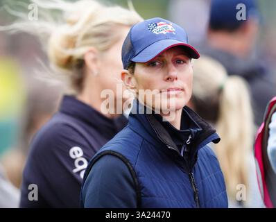 Zara Tindall während der Land Rover Burghley Horse Trials im Burghley House bei Stamford, Lincolnshire. Bilddatum: Donnerstag, 5. September 2024. Stockfoto