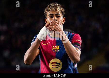 Barcelona, Spanien, Spanien. März 2025. Während des UEFA Champions League-Spiels zwischen dem FC Barcelona und SL Benfica am 11. März 2025 in Barcelona, Spanien, bei Estadi Olimpic Lluis Companys. (Kreditbild: © Matthieu Mirville/ZUMA Press Wire) NUR REDAKTIONELLE VERWENDUNG! Nicht für kommerzielle ZWECKE! Stockfoto