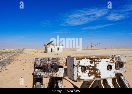 Verlassener Bahnhof Garub, Lüderitz, Kharas, Namibia, Afrika Stockfoto