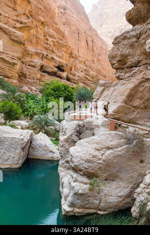 Wadi Shab, Canyon in der Nähe von Tiwi, Sultanat Oman, Arabische Halbinsel, Naher Osten Stockfoto