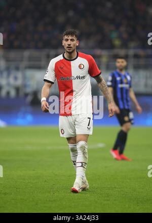 Mailand, Italien. März 2025. Morden von Feyenoord Rotterdam während der UEFA Champions League 2024/25, Fußballspiel zwischen dem FC Inter und Feyenoord Rotterdam am 11. März 2025 im San Siro Stadion in Mailand. Quelle: Nderim Kaceli/Alamy Live News Stockfoto