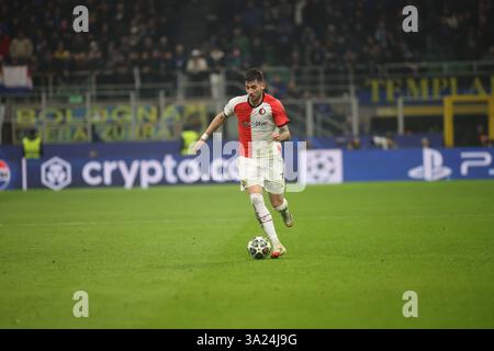 Mailand, Italien. März 2025. Morden von Feynoord Rotterdam während der UEFA Champions League 2024/25, Fußballspiel zwischen dem FC Inter und Feyenoord Rotterdam am 11. März 2025 im San Siro Stadion in Mailand, Italien. Quelle: Nderim Kaceli/Alamy Live News Stockfoto