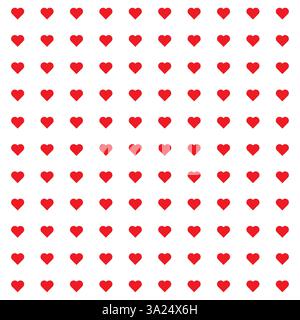 Herzcluster-Symbol. Rote Liebessymbole. Gittermuster-Layout. Weißer Hintergrund. Stock Vektor
