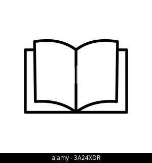 Symbol „Buch öffnen“. Symbol für Knowledge Reading. Einfache schwarze Kontur. Vektorseitenform. Stock Vektor