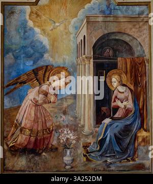 Acciaroli, ITALIEN - 10-30-2024: Gemälde (19. Jahrhundert) der Verkündigung an die Jungfrau Maria durch den Erzengel Gabriel. Stockfoto