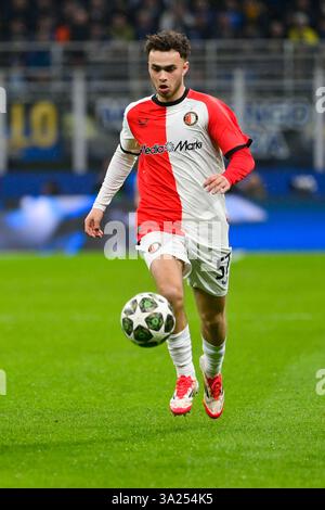 11. März 2025; Stadio San Siro, Mailand, Italien, Champions League Fußball, die letzten 16, Second Leg, Inter Mailand gegen Feyenoord; Aymen Sliti von Feyenoord Stockfoto