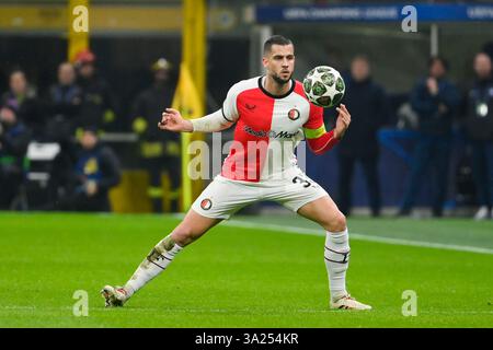 11. März 2025; Stadio San Siro, Mailand, Italien, Champions League Fußball, die letzten 16, Second Leg, Inter Mailand gegen Feyenoord; David Hancko aus Feyenoord Stockfoto