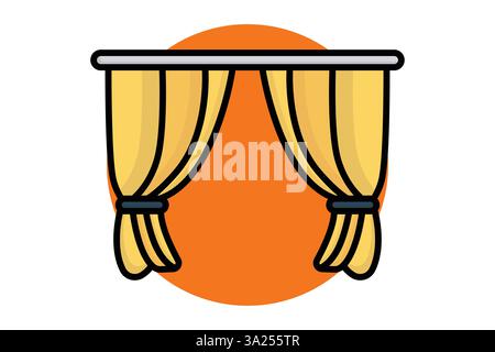 Vorhangsymbol. Symbolstil für farbige Umrisse. Symbol für Möbel. Vektorillustration für Möbelelemente Stock Vektor