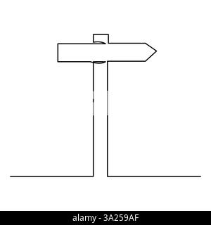 Fahrtrichtung durchgehende einzeilige Zeichnung von Wegweiserpfeilen nach links und rechts umrissene Vektorgrafik Stock Vektor