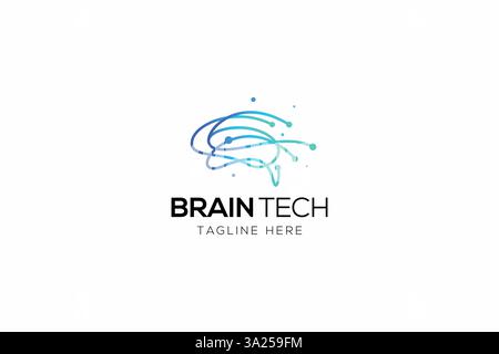 Neural Network and Brain Technology Logo für Künstliche Intelligenz Business Company Stock Vektor
