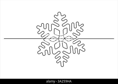 Durchgehende einzeilige Schneeflocken, Winterthema Stock Vektor