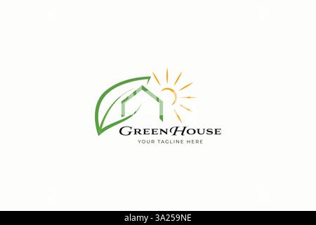 Green House Logo Gesundheit und natürliches Gebäude Konzept Residence Branding Stock Vektor