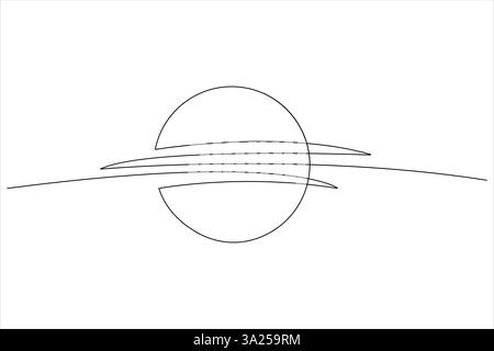 Vektor-Illustration durchgehende eine Linie Sonnenkunst sonniges Sommerreisekonzept und heißes helles Himmelswetter Stock Vektor