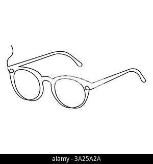 Durchgehende einzeilige Handzeichnung Sonnenbrille Design Umrissvektor Illustration von minimalistisch Stock Vektor