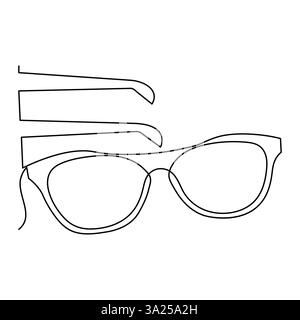 Durchgehende einzeilige Handzeichnung Sonnenbrille Design Umrissvektor Illustration von minimalistisch Stock Vektor