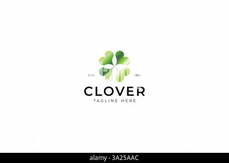 Modernes Kleeblatt-Logo mit frischem Glück und bewährtem Heritage Template Design Stock Vektor