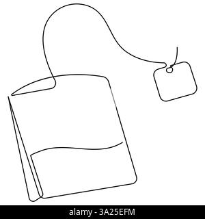 Durchgehende einzeilige Kunstzeichnung von Papier Tee Beutel Symbol und heißes Kräutergetränk Umriss Kunst Vektor Illustration Stock Vektor