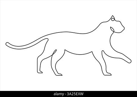 Tiger durchgehende, einzeilige Stilzeichnung. tiger Wildtier Kontur Umriss Vektor Illustration Stock Vektor