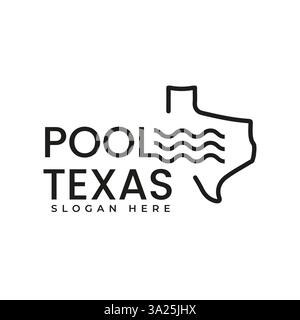 Simple Texas Swimming Pool Logo Vorlage. Texas Swimming Pool Company Logo Design Moderne Vektor-Illustration für Schwimmbad Geschäft Stock Vektor