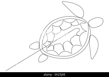 Durchgehende einzeilige Kunstzeichnung der Meeresschildkröte Konzept der Umrissvektor minimalistische Illustration Stock Vektor
