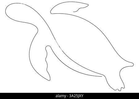 Durchgehende einzeilige Kunstzeichnung der Meeresschildkröte Konzept der Umrissvektor minimalistische Illustration Stock Vektor