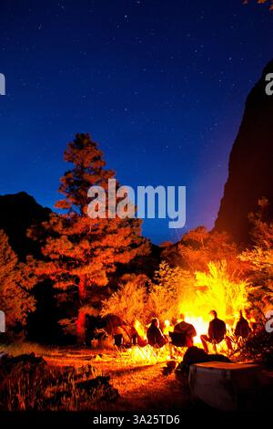 Lagerfeuer mit Raspeln am Middle Fork Salmon River, Idaho. Stockfoto
