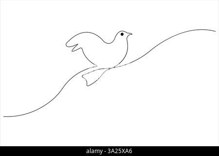 Durchgehende einzeilige Kunstzeichnung des niedlichen Vogels einfache Umrissvektorillustration Stock Vektor