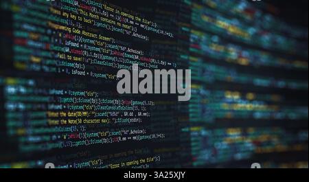 Abstract moderne Technologie der Programmierung Code-Bildschirm-Entwickler. C Programmiersprache von Computer-Skript und Technologie Hintergrund der Software. Stockfoto