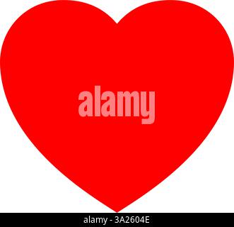 Herzsymbol. Rotes Herz isoliert auf weißem Hintergrund. Symbol Liebe. Einfache runde Silhouette. Niedliche Grafik. Rahmenvorlage. Das Happy-Logo umreißen Stock Vektor