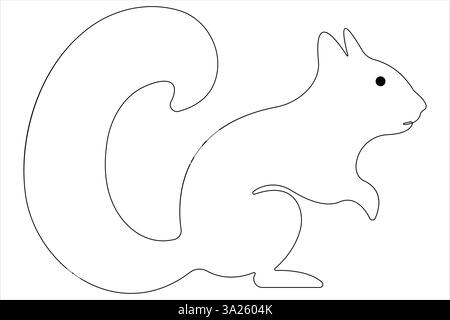 Eine durchgehende Strichzeichnung der Eichhörnchen-Vektor-Illustration Stock Vektor