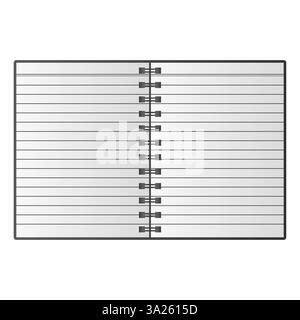 Öffnen Sie Den Leeren Notizbuchvektor. Weißes Notizbuchelement - Schreibwaren. Notizbuchsymbol Für Ordner. Stock Vektor