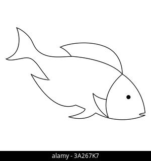 Fisch durchgehende einzeilige Kunstzeichnung Illustration handgezeichnet Skizzenstil Umrissvektor Stock Vektor