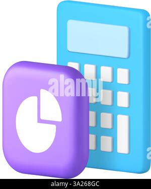Finanzbuchhaltung Geldanalyse Buchhaltung und Wirtschaft 3D-Symbol realistische Vektorillustration. Budgetsaldo kommerziell berechnete Bezüge exp Stock Vektor