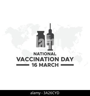 Nationaler Impftag am 16. März Vektor. National Vaccine Day Social Media Post Design Vektor Vorlage Stock Vektor