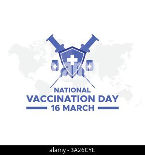 Nationaler Impftag am 16. März Vektor. National Vaccine Day Social Media Post Design Vektor Vorlage Stock Vektor