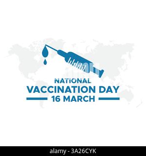 Nationaler Impftag am 16. März Vektor. National Vaccine Day Social Media Post Design Vektor Vorlage Stock Vektor