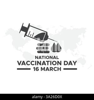 Nationaler Impftag am 16. März Vektor. National Vaccine Day Social Media Post Design Vektor Vorlage Stock Vektor