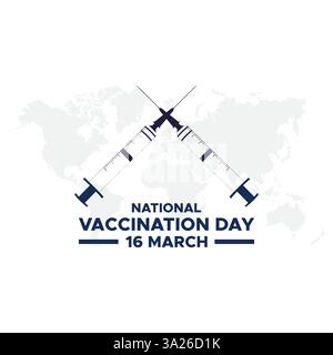Nationaler Impftag am 16. März Vektor. National Vaccine Day Social Media Post Design Vektor Vorlage Stock Vektor
