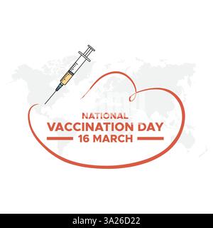 Nationaler Impftag am 16. März Vektor. National Vaccine Day Social Media Post Design Vektor Vorlage Stock Vektor