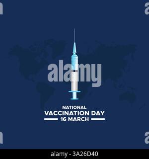 Nationaler Impftag am 16. März Vektor. National Vaccine Day Social Media Post Design Vektor Vorlage Stock Vektor