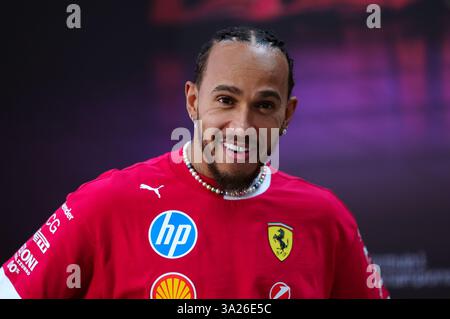 Aktenfoto vom 28.02.2025 von Ferrari-Fahrer Lewis Hamilton. Ausgabedatum: Mittwoch, 12. März 2025. Stockfoto