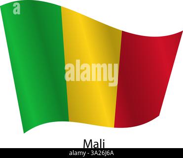 Flagge des Landes Mali auf weißem Hintergrund. Stock Vektor
