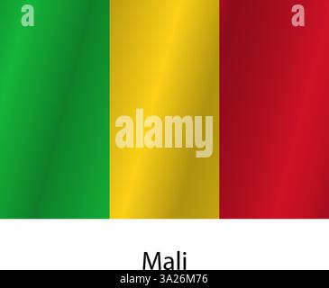 Flagge des Landes Mali auf weißem Hintergrund. Stock Vektor