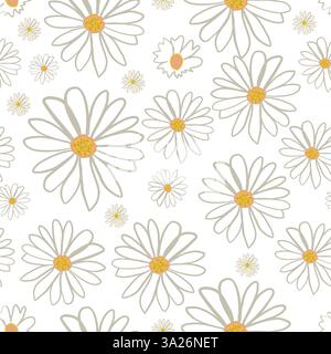Nahtlose süße Gänseblümchen und weißes Muster Stock Vektor