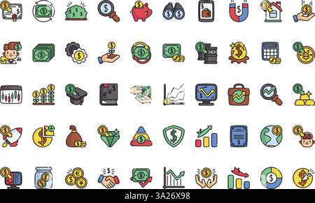 Investitionssymbole hochwertige Vektorsymbole mit bearbeitbarer Kontur. Ideal für professionelle und kreative Projekte. Stock Vektor