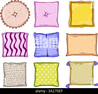 Werfen Sie Kissen Set Cartoon Vektor Illustration Stock Vektor